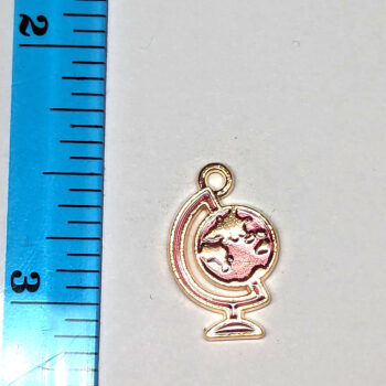 Pink World Globe Planet Earth Enamel Charm Gold - Image 2