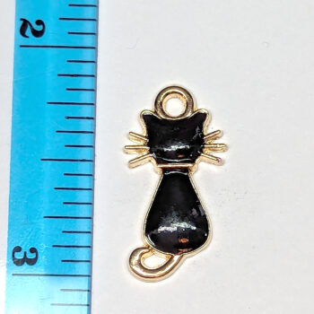 Black Cat Enamel Charm Gold - Image 5