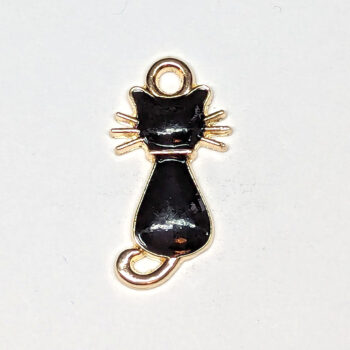 Black Cat Enamel Charm Gold - Image 4