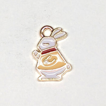 Rabbit Yellow and Red Coat Enamel Charm Gold