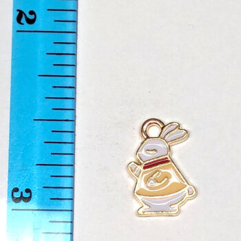 Rabbit Yellow and Red Coat Enamel Charm Gold - Image 2