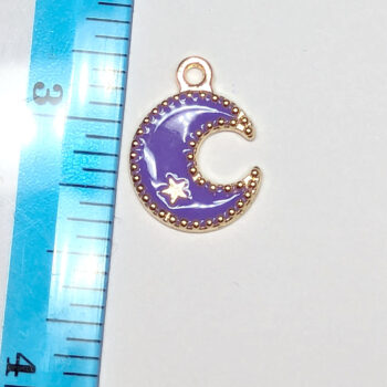 Purple Moon and Star Enamel Charm Gold - Image 2