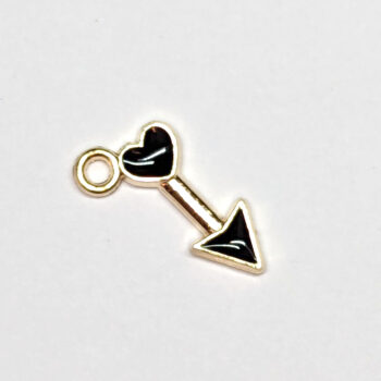 Black Heart Arrow Enamel Charm Gold