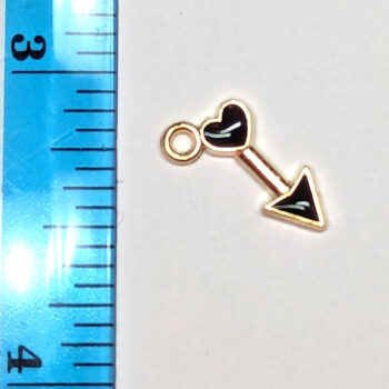 Black Heart Arrow Enamel Charm Gold - Image 2