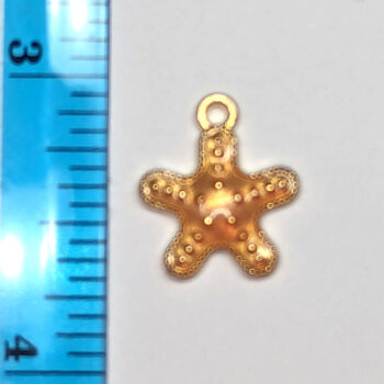 Shiny Peach Starfish Enamel Charm Gold - Image 2