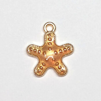 Shiny Peach Starfish Enamel Charm Gold