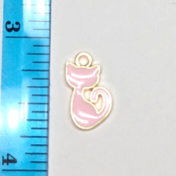 Pink Cat Silhouette Enamel Charm Gold - Image 5