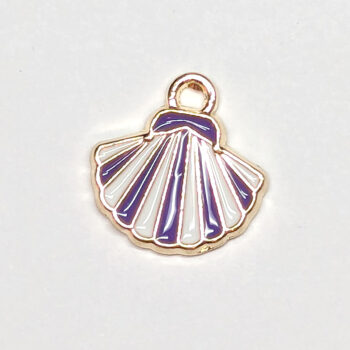 Purple White Scallop Shell Enamel Charm Gold - Image 3