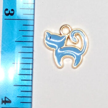 Cute Blue Cat Enamel Charm Gold - Image 2