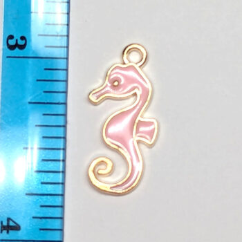 Pink Seahorse Enamel Charm Gold - Image 4