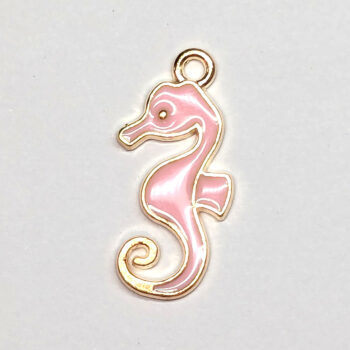 Pink Seahorse Enamel Charm Gold - Image 5