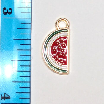 Watermelon Half Red Enamel Charm Gold - Image 3