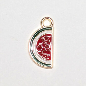 Watermelon Half Red Enamel Charm Gold - Image 2