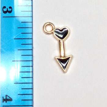 Black Heart Arrow Enamel Charm Gold - Image 4