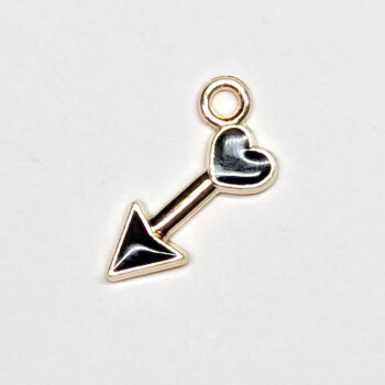 Black Heart Arrow Enamel Charm Gold - Image 5