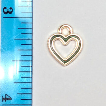 Green Hollow Heart Enamel Charm Gold - Image 2