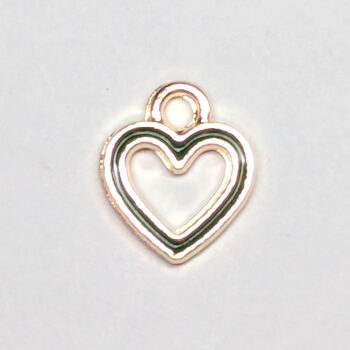 Green Hollow Heart Enamel Charm Gold