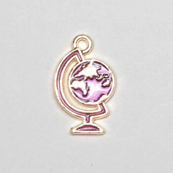 Purple World Globe Planet Earth Enamel Charm Gold