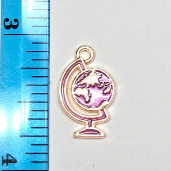 Purple World Globe Planet Earth Enamel Charm Gold - Image 2