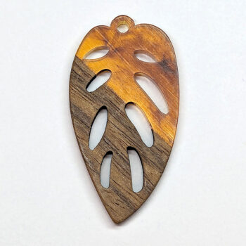 Brown Leaf Resin Gold Flecks Wood Resin Pendant