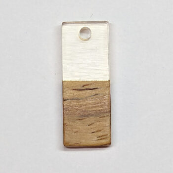 Clear Elongated Rectangle Resin Geometric Wood Pendant