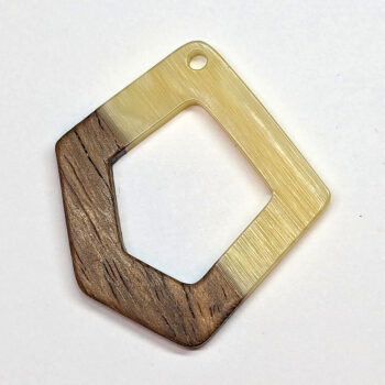 Cream Hollow Irregular Resin Geometric Wood Pendant