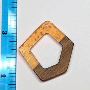 Orange Hollow Irregular Resin Geometric Wood Pendant - Image 2