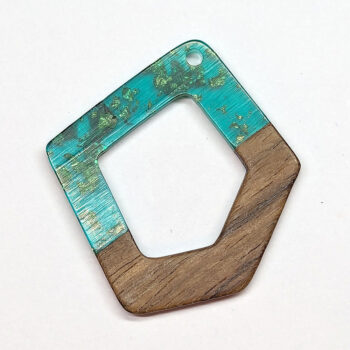 Blue Hollow Irregular Resin Geometric Wood Pendant - Image 4