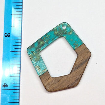 Blue Hollow Irregular Resin Geometric Wood Pendant - Image 2