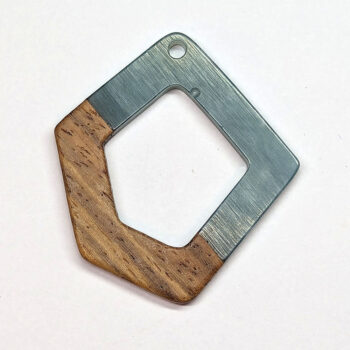 Steel Blue Hollow Irregular Resin Geometric Wood Pendant