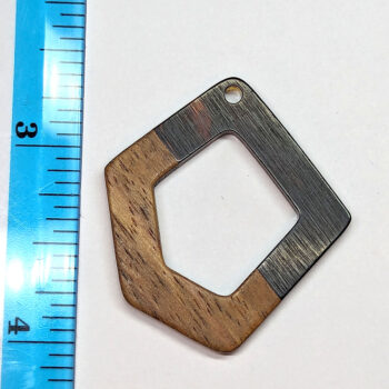 Black Brown Hollow Irregular Resin Geometric Wood Pendant - Image 2