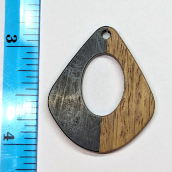 Black Hollow Wide Teardrop Wood Resin Pendant - Image 2