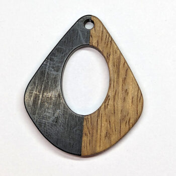 Black Hollow Wide Teardrop Wood Resin Pendant