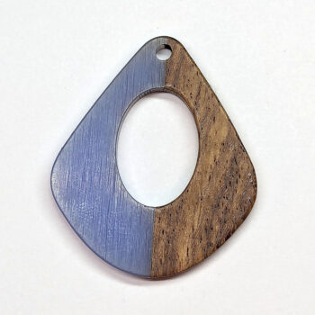 Steel Blue Hollow Wide Teardrop Wood Resin Pendant