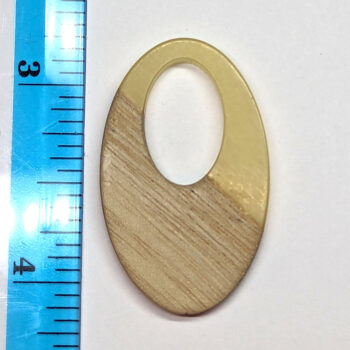 Cream Hollow Oval Resin Wood Pendant - Image 2