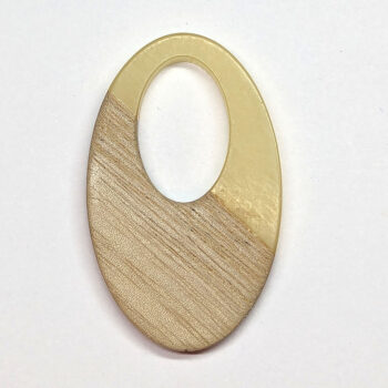 Cream Hollow Oval Resin Wood Pendant