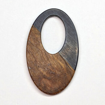 Black Grey Hollow Oval Resin Wood Pendant