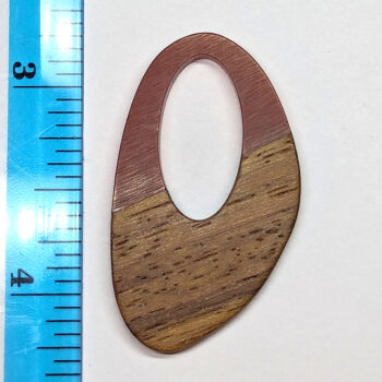 Red Burgundy Hollow Irregular Oval Resin Wood Pendant - Image 2