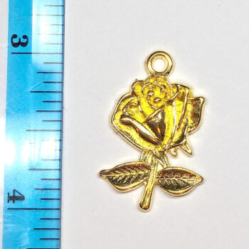 Stem Rose Flower Charm Gold - Image 2