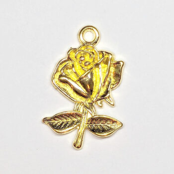 Stem Rose Flower Charm Gold