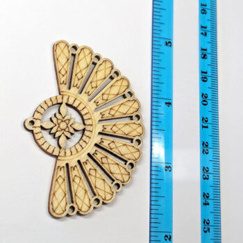 Extra Large Natural Wood Hollow Decorative Fan Pendant - Image 2