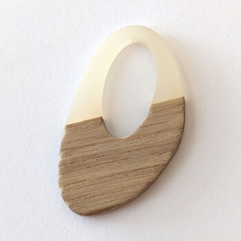 Cream Hollow Irregular Oval Resin Wood Pendant