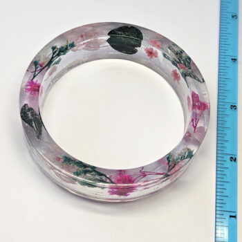 Real Dried Pink Flowers Slip-on Bangle Resin Bracelet - Image 3