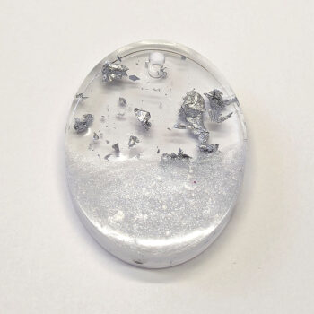 Silver Gold Leaf Mica Oval Resin Pendant - Image 2