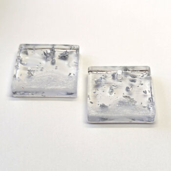 Silver Gold Leaf Mica Square Resin Pendant