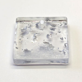 Silver Gold Leaf Mica Square Resin Pendant - Image 3