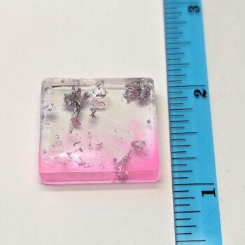 Colored Silver Gold Leaf Mica Square Resin Pendant - Image 3