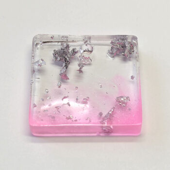 Colored Silver Gold Leaf Mica Square Resin Pendant - Image 2