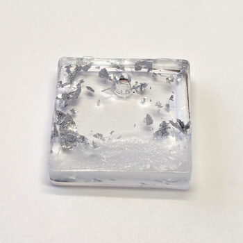 Silver Gold Leaf Mica Small Square Resin Pendant - Image 3