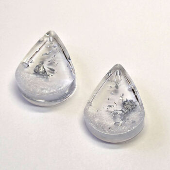 Silver Gold Leaf Mica Small Teardrop Resin Pendant